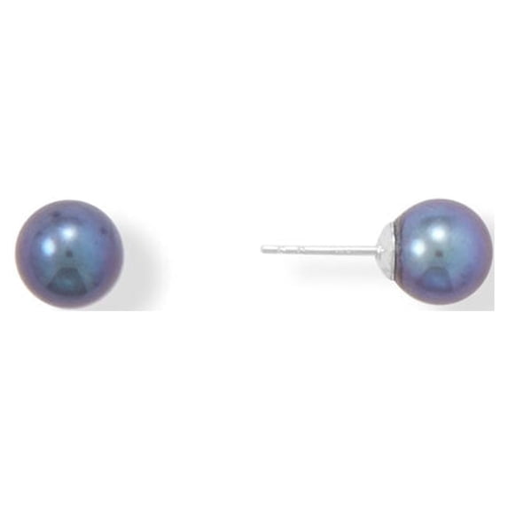 Women's .925 Sterling Silver 6.5mm Cultured Freshwater Peacock Pearl Stud Earrings