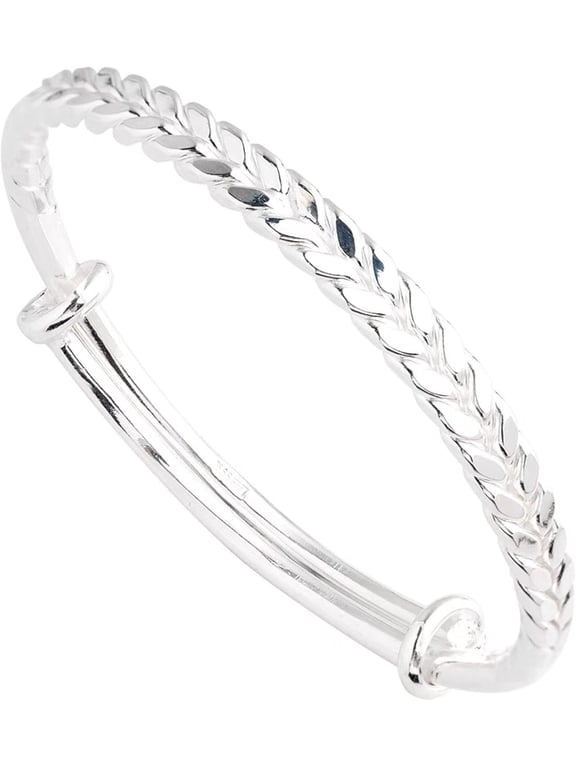 Women's Silver-plated Bangle Bracelets, 2026 Fashion Simple Jewelry Bracelet Adjustable Silver Bangles for Valentine Mothers Day Gift