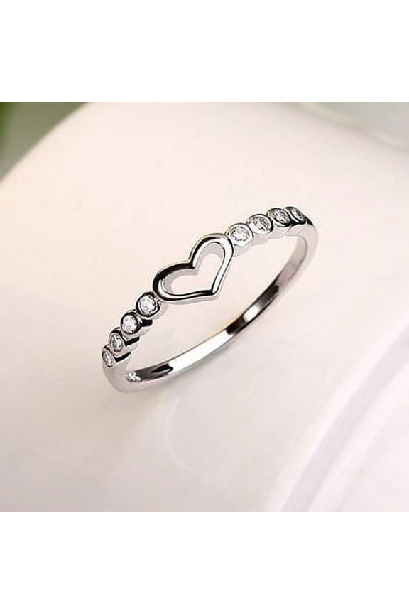 Women's 925 Sterling Silver Mossionight Gamstone Ring Gemstone Heart Ring