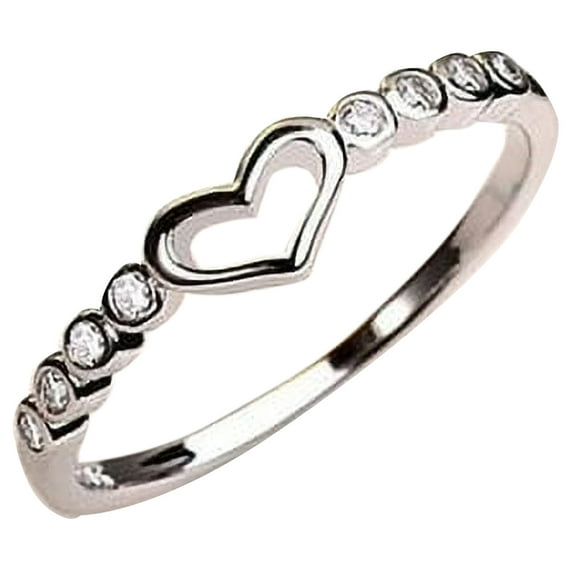 Women's 925 Sterling Silver Blue Sapphire Ring CZ Gemstone Heart Ring