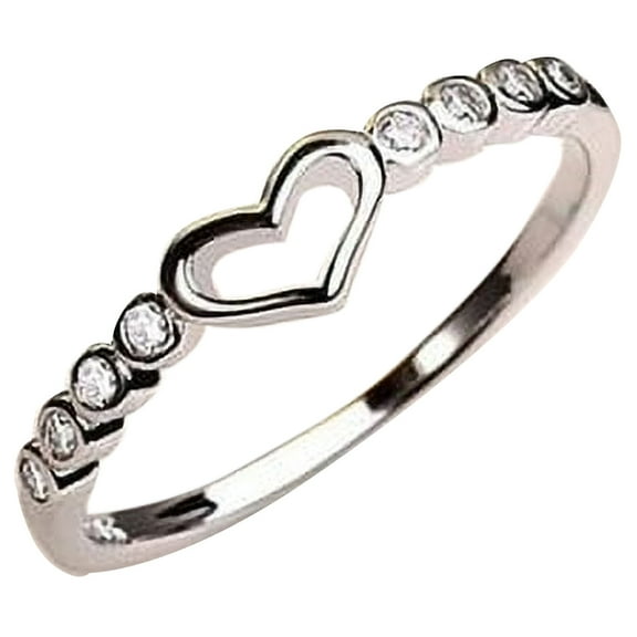 Women's 925 Sterling Silver Blue Sapphire Ring CZ Gemstone Heart Ring