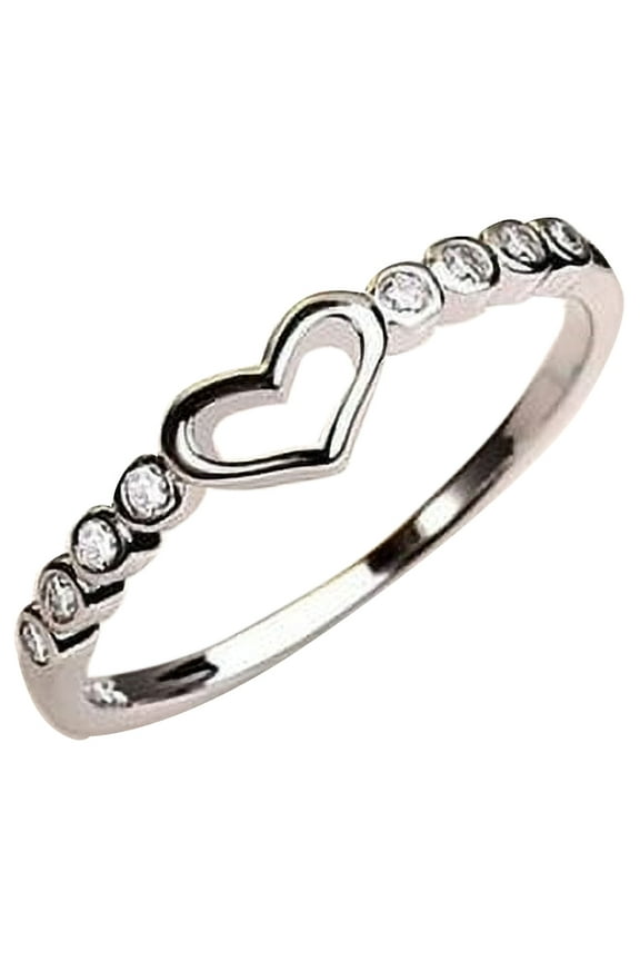 Women's 925 Sterling Silver Blue Sapphire Ring CZ Gemstone Heart Ring