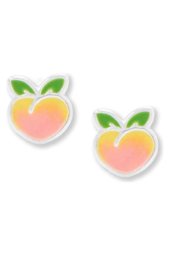 Women's .925 Sterling Silver Enamel Peach Stud Earrings
