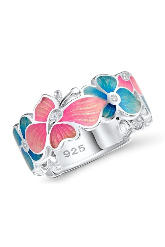 Women's 925 Sterling Silver Flower Blossom Engagment Wedding Band Rings