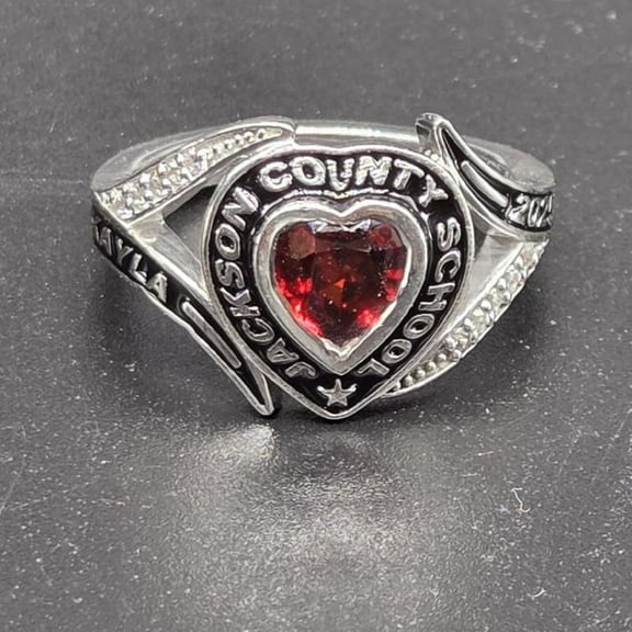 Women's 925 Sterling Silver Heart GemStone Custom High School Class Ring for College & University Students, Graduation Ring for Her
