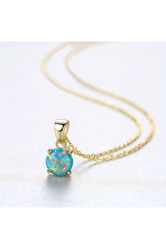 Women's 925 Sterling Silver Opal Heart Pendant Necklace Delicate Clavicle Chain Synthetic Opal Jewelry Gift