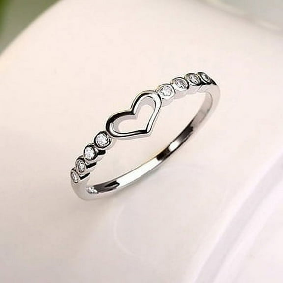 Women's 925 Sterling Silver White Sapphire Gemstone Heart Ring