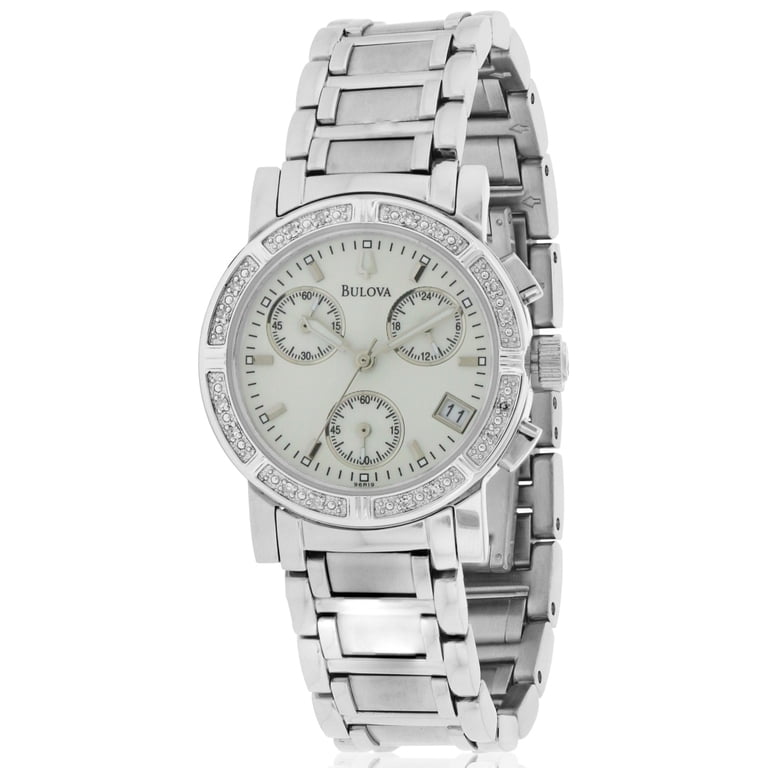 Bulova Ladies silver tone Diamonds 96R19 dress watch NEW BATTERY Bulova Ladies silver tone Diamonds 96R19 dress watch NEW BATTERY main image 4