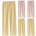 thumbnail image 1 of Women's 98% Cotton Loose Fit Pajama Pants, Elastic Waist with Drawstring, Soft & Breathable Full Length Lounge Pants, Casual Summer Spring Sleepwear, Womens | VerBelle,Yellow M, 1 of 9