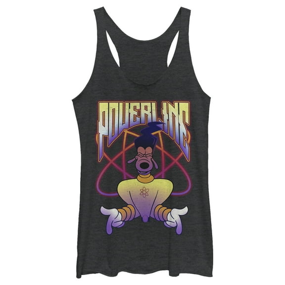 Women's A Goofy Movie Powerline Retro Racerback Tank Top Black Heather Small