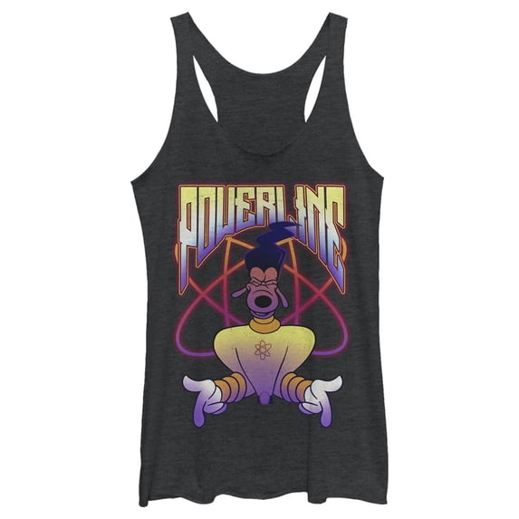 Women's A Goofy Movie Powerline Retro Racerback Tank Top Black Heather X Small