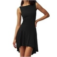 thumbnail image 1 of Women's A-Line Boat Neck Flowy Mini Dress High Low Irregular Hem Dress Summer 2025 Going Out Party Club Dresses, 1 of 8