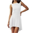 thumbnail image 1 of Women's A-Line Boat Neck Flowy Mini Dress High Low Irregular Hem Dress Summer 2025 Going Out Party Club Dresses, 1 of 7
