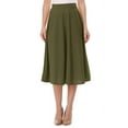 thumbnail image 1 of Women's A-Line Casual Flared High Waist Elastic Band Solid Midi Skirt, 1 of 5