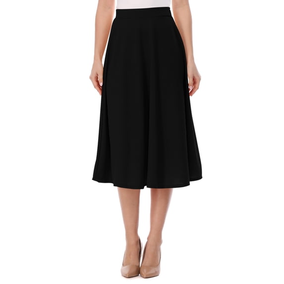 Women's Casual High Waist A-Line Midi Skirt for Work and Everyday Wear