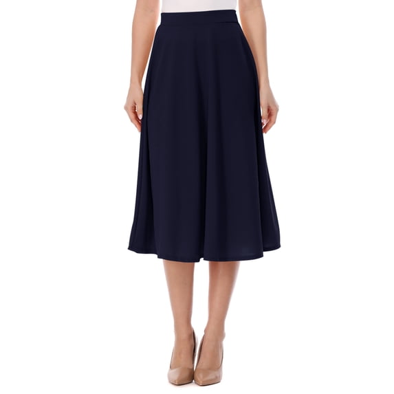 Women's Casual High Waist A-Line Midi Skirt for Work and Everyday Wear