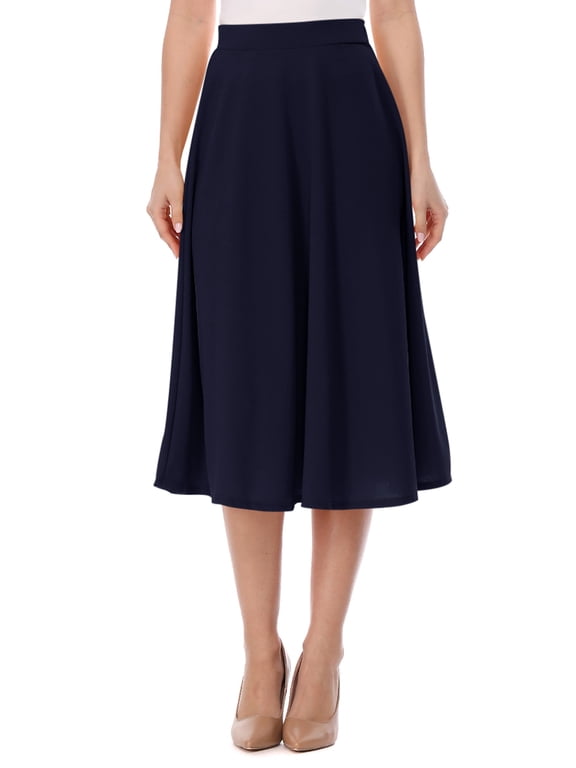 Women's Casual High Waist A-Line Midi Skirt for Work and Everyday Wear