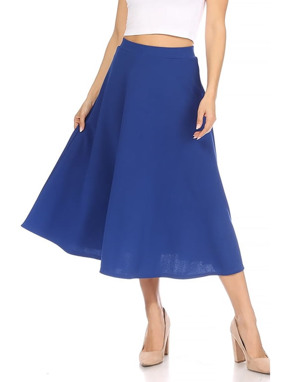 Women's Casual High Waist A-Line Midi Skirt for Work and Everyday Wear