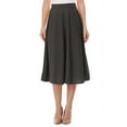 thumbnail image 1 of Women's A-Line Casual Flared High Waist Elastic Band Solid Midi Skirt, 1 of 5