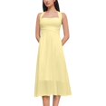 thumbnail image 1 of Women's A-Line Cocktail Dress, Sexy Criss Cross Backless Party Dresses, Flattering Ruched Waist French Square Neck Summer Wedding Guest Midi Gown, 1 of 4