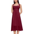 thumbnail image 1 of Women's A-Line Cocktail Dress, Sexy Criss Cross Backless Party Dresses, Flattering Ruched Waist French Square Neck Summer Wedding Guest Midi Gown, 1 of 4