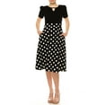 thumbnail image 1 of Moa Collection Women's A-Line Dress Puff Sleeves and Keyhole Front Casual Chic with Side Pock, 1 of 6
