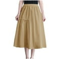 thumbnail image 1 of Women's A-Line Flared Midi Skirts Plus Size Ruffled Hem Elastic Waist Skirt Casual Solid Color Tiered Swing Skirt, 1 of 5