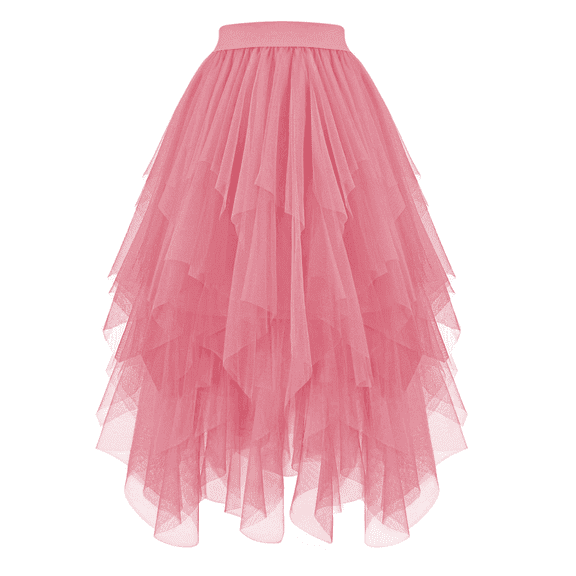 Women's A-Line High Elastic Waist Irregular Layered Mesh Tulle Halloween Skirt