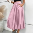thumbnail image 1 of Women's A-Line Midi Skirts Casual Elastic High Waist Flowy Swing Pleated Beach Boho Long Skirt with Pocket Pink Xl, 1 of 8