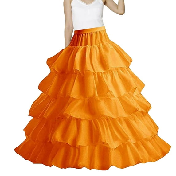 Women's A Line Petticoats Floor Length Wedding Petticoats Skirts Prom Dresses Skirts Orange One Size