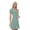 thumbnail image 1 of Women’s A Line Plaid Summer Dress, Retro Triangle Arrangement, Cross Wrap V Neck, 6 Sizes, by Ambesonne, 1 of 2