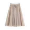thumbnail image 1 of Women's A Line Pleated Skirt Chiffon High Waist Mid Long Tutu Ruffle Mesh Flowy, 1 of 2