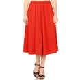 thumbnail image 1 of Women's A-Line Pleats High Waist Elastic Band Comfy Solid Midi Skirt S-3XL, 1 of 4