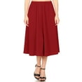 thumbnail image 1 of Women's A-Line Pleats High Waist Elastic Band Comfy Solid Midi Skirt S-3XL, 1 of 4