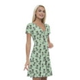 thumbnail image 1 of Women’s A Line Raccoon Summer Dress, Retro Triangle Arrangement, Cross Wrap V Neck, 6 Sizes, by Ambesonne, 1 of 2