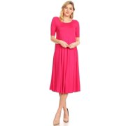 Womens A-Line Short Sleeve Jersey Knit Relaxed Fit Dress