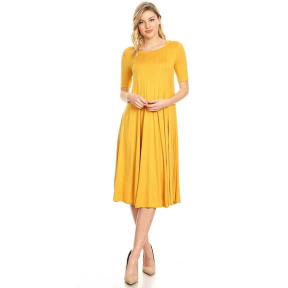 Women's A-Line Short Sleeve Jersey Knit Relaxed Fit Dress