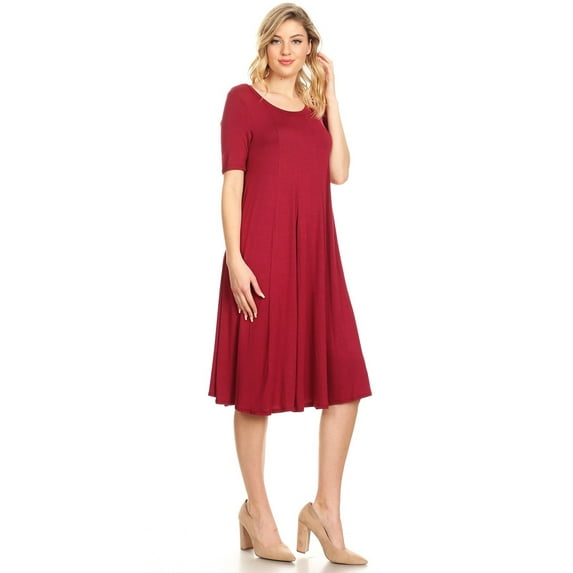 Women's A-Line Short Sleeve Jersey Knit Relaxed Fit Dress