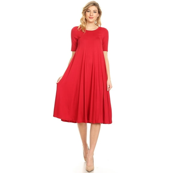 Women's A-Line Short Sleeve Jersey Knit Relaxed Fit Dress