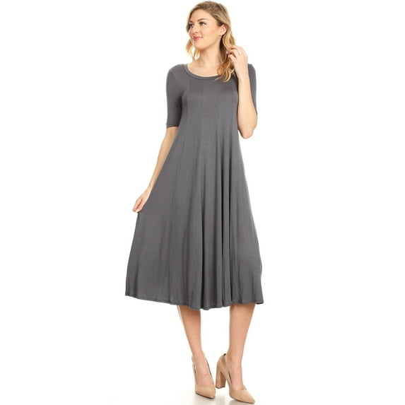 Women's A-Line Short Sleeve Jersey Knit Relaxed Fit Dress