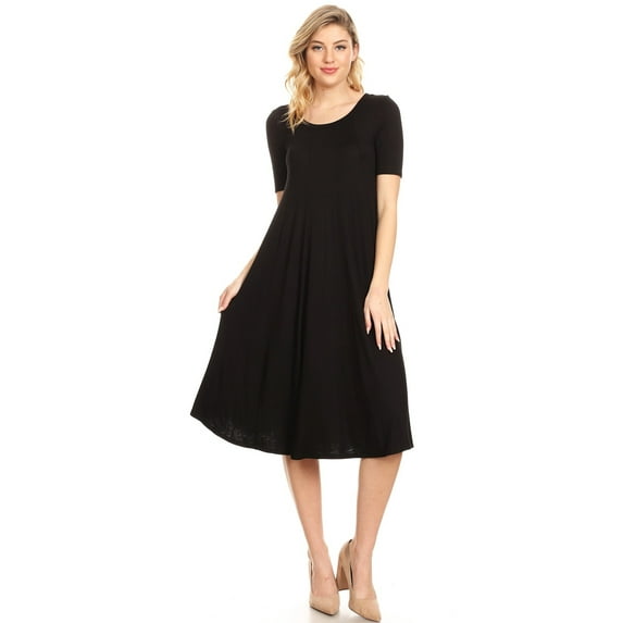 Women's A-Line Short Sleeve Jersey Knit Relaxed Fit Dress