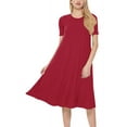 thumbnail image 1 of Women's A-Line Short Sleeve Loose Fit Jersey Knit Solid Midi Maternity Dress S-3XL, 1 of 3