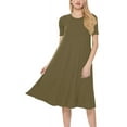 thumbnail image 1 of Women's A-Line Short Sleeve Loose Fit Jersey Knit Solid Midi Maternity Dress S-3XL, 1 of 3