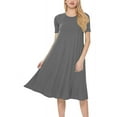 thumbnail image 1 of Women's A-Line Short Sleeve Loose Fit Jersey Knit Solid Midi Maternity Dress S-3XL, 1 of 3