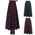 thumbnail image 1 of Women's A Line Skirts Elastic Waist Plaid Long Skirt Womens Retro Woolen Plaid Skirt Women's Winter Mid Length High Waisted Skirt, 1 of 7