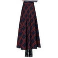thumbnail image 1 of Women's A Line Skirts Elastic Waist Plaid Long Skirt Womens Retro Woolen Plaid Skirt Women's Winter Mid Length High Waisted Skirt, 1 of 7