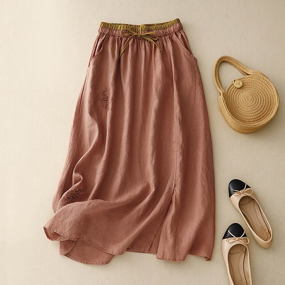 Stylish Women’s A-Line Skirt with Embroidery Casual Midi Length for Everyday Wear and Parties