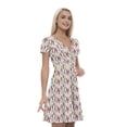 thumbnail image 1 of Women’s A Line Striped Summer Dress, Retro Triangle Arrangement, Cross Wrap V Neck, 6 Sizes, by Ambesonne, 1 of 2