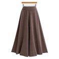 Women's ALine Swing Pleated Long Maxi Skater Skirt,coffee,XL，G157379