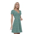 thumbnail image 1 of Women’s A Line Teal and Tan Summer Dress, Retro Triangle Arrangement, Cross Wrap V Neck, 6 Sizes, by Ambesonne, 1 of 2